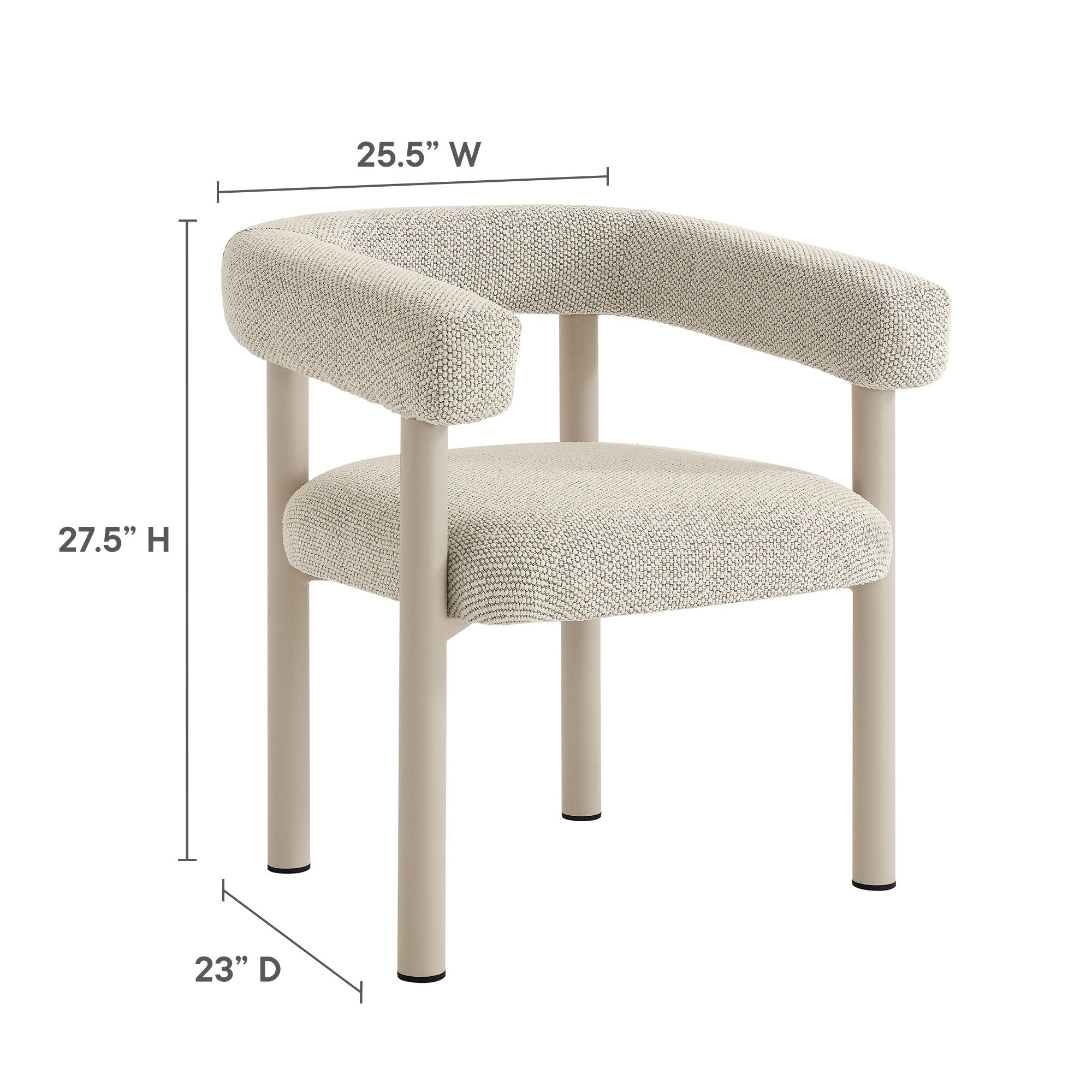 Nautica 5-Piece Round Outdoor Patio Aluminum Dining Table and Chairs Set - Ivory Taupe
