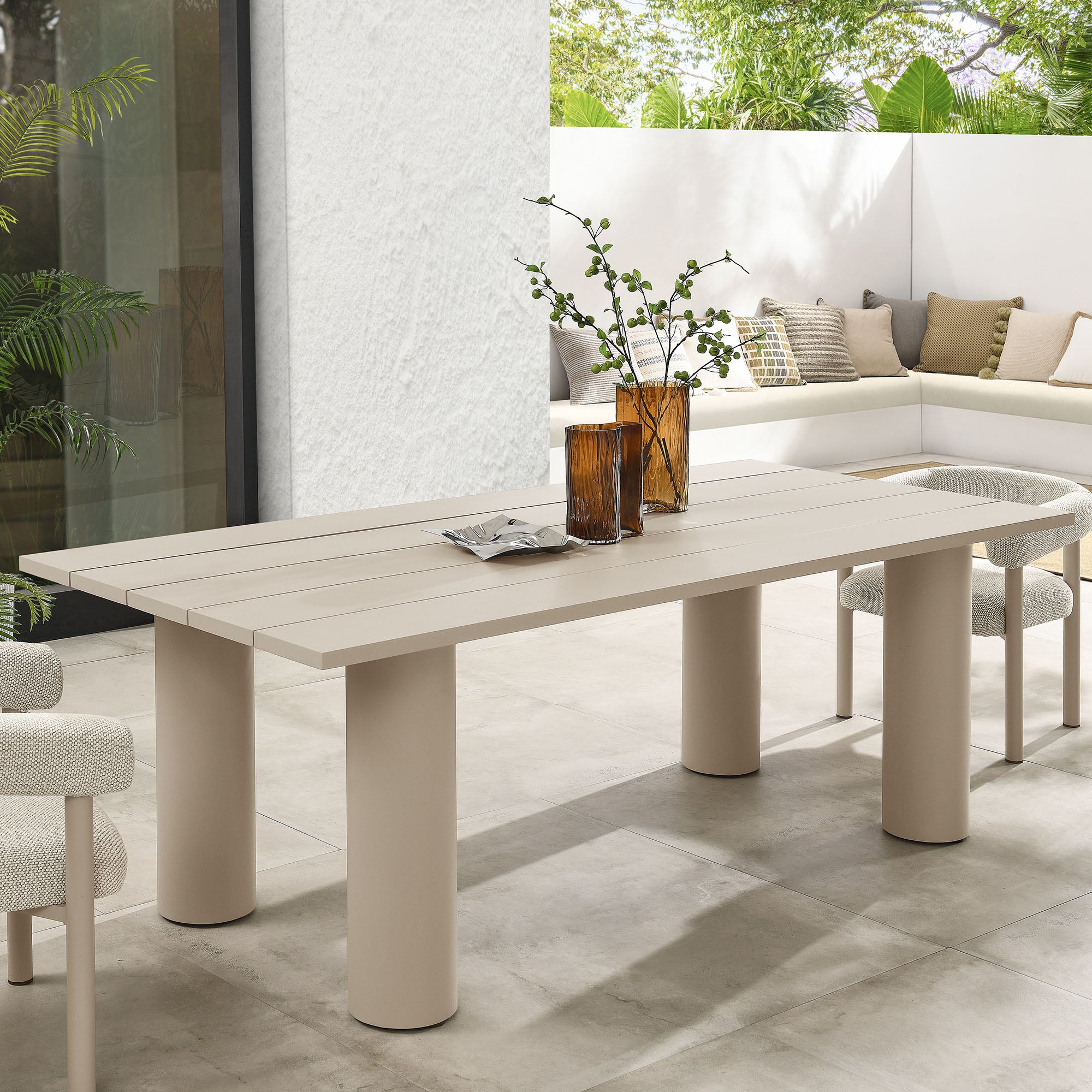 Nautica Outdoor Patio 87" Rectangular Aluminum Dining Table - Taupe