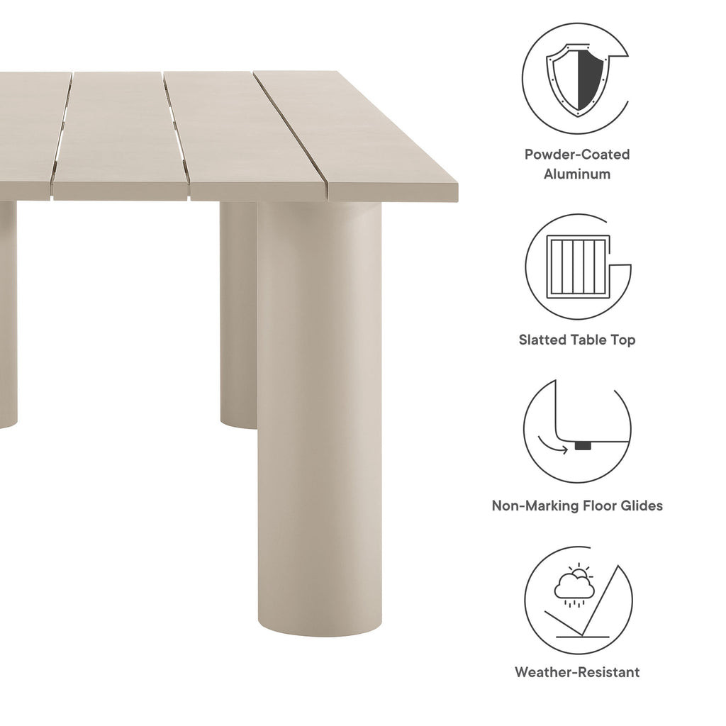 Nautica 7-Piece Rectangular Outdoor Patio Aluminum Dining Table and Chairs Set - Ivory Taupe
