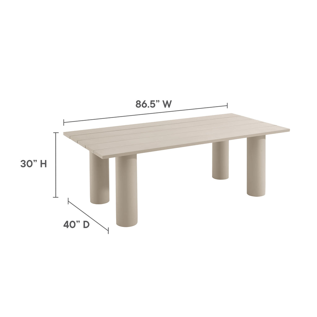 Nautica Outdoor Patio 87" Rectangular Aluminum Dining Table - Taupe