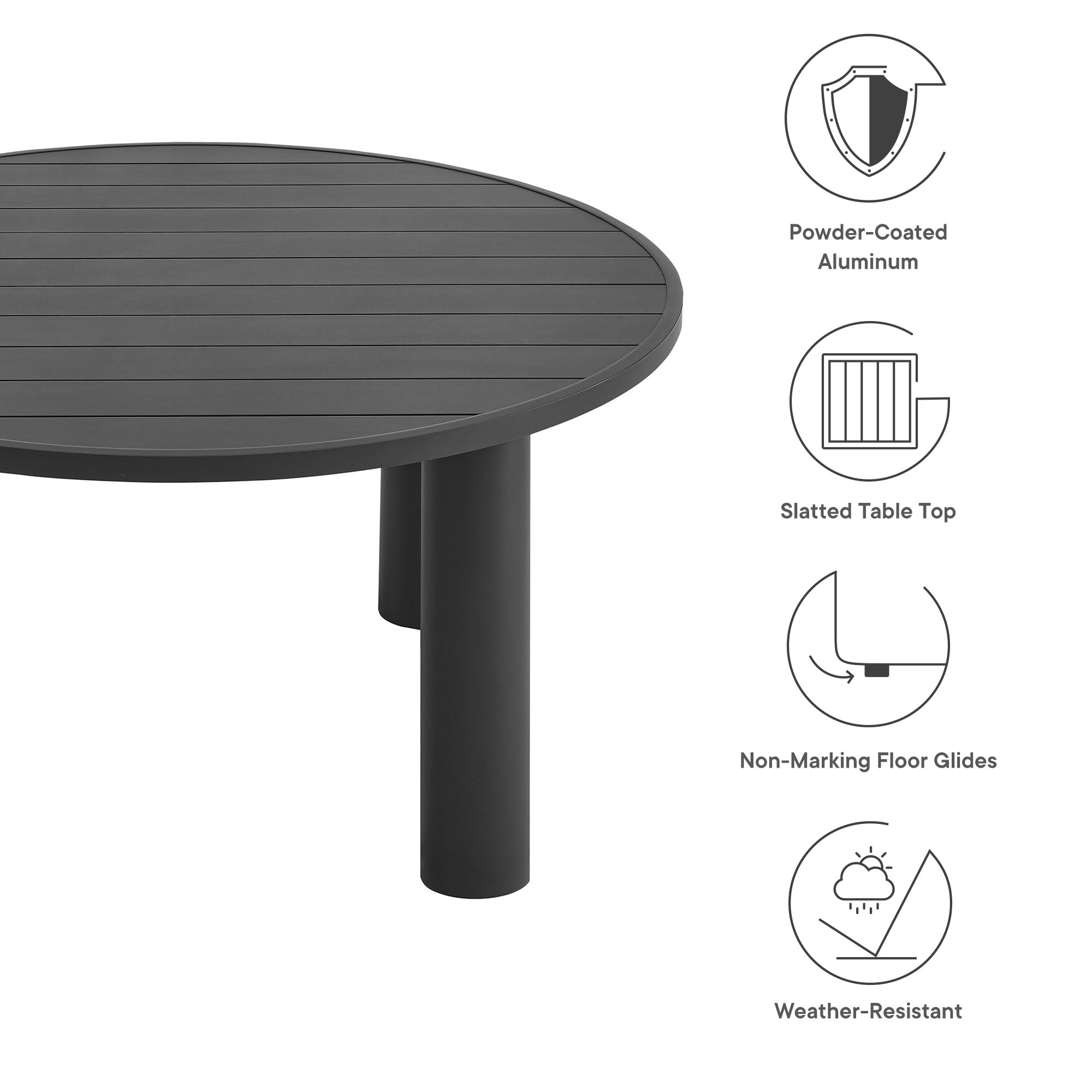 Nautica Outdoor Patio 60" Round Aluminum Dining Table - Graphite