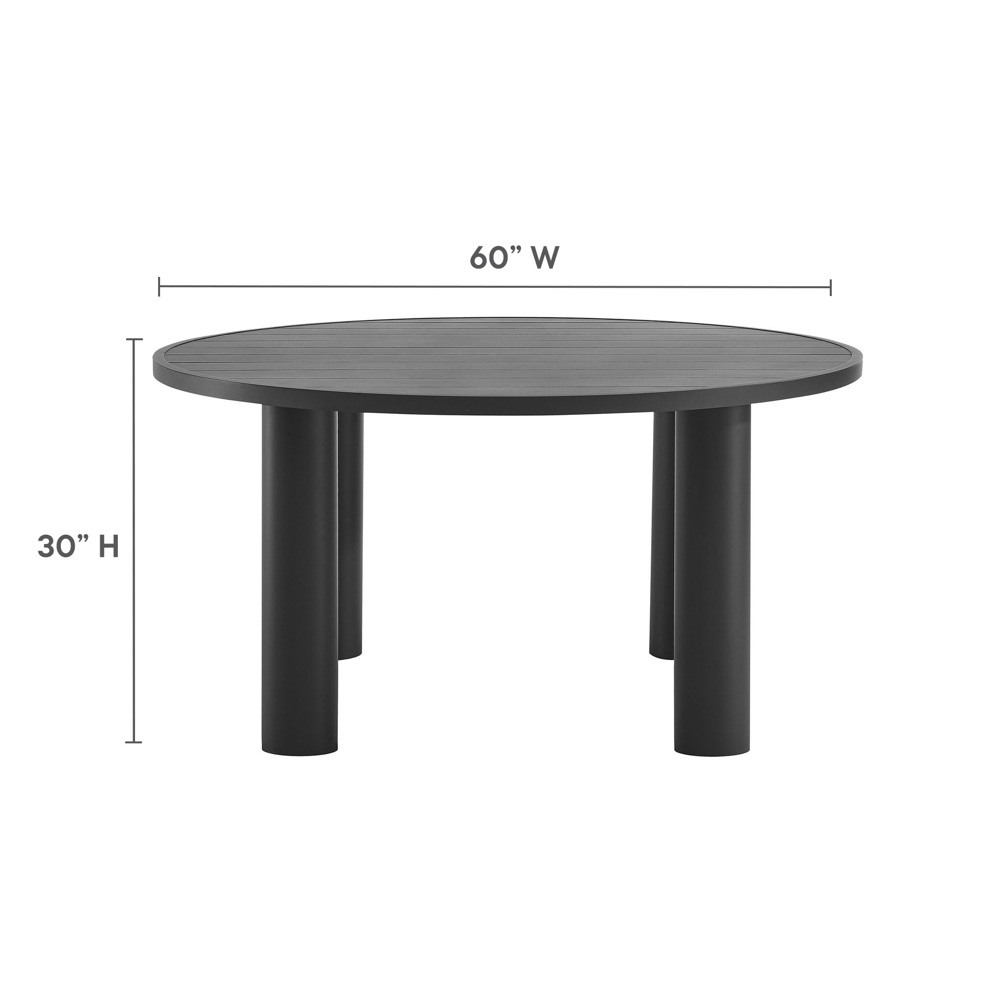Nautica Outdoor Patio 60" Round Aluminum Dining Table - Graphite
