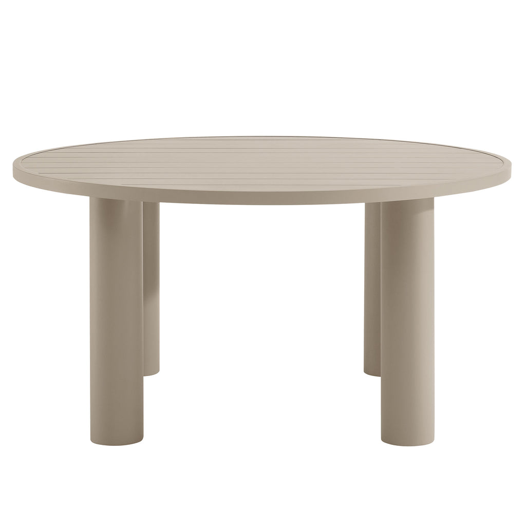 Nautica 5-Piece Round Outdoor Patio Aluminum Dining Table and Chairs Set - Ivory Taupe