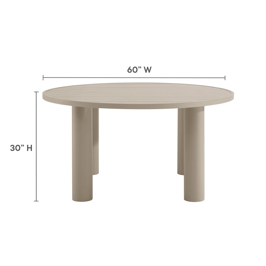 Nautica Outdoor Patio 60" Round Aluminum Dining Table - Taupe