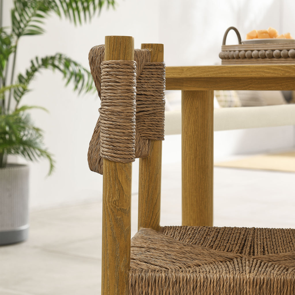 Parkland Outdoor Patio Rattan and Aluminum Dining Side Chairs Set of 2 - Natural
