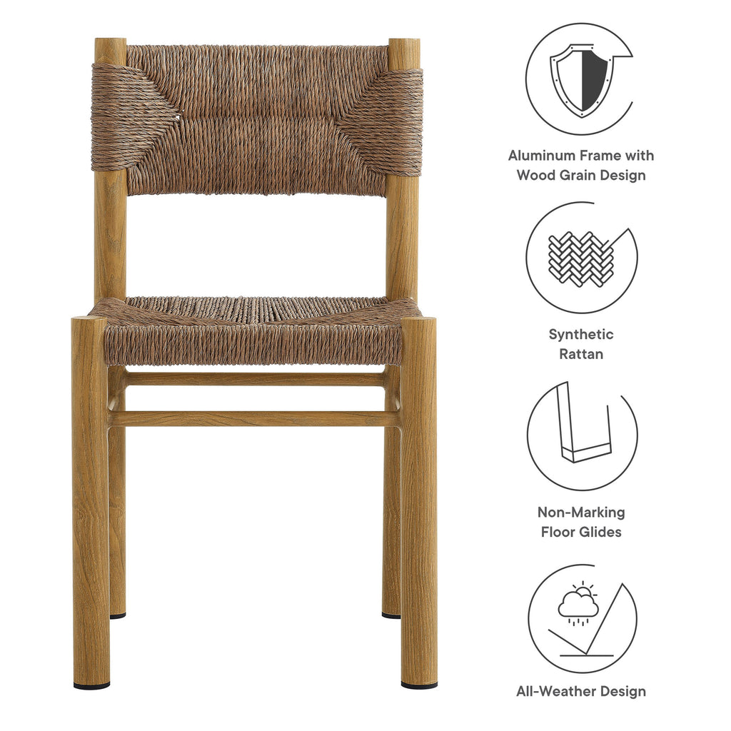 Parkland Outdoor Patio Rattan and Aluminum Dining Side Chairs Set of 2 - Natural