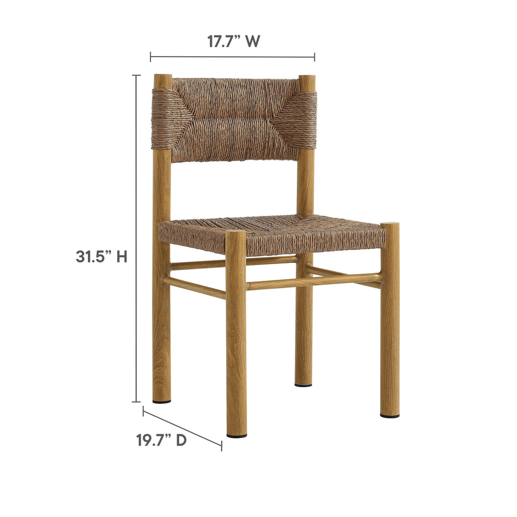 Parkland Outdoor Patio Rattan and Aluminum Dining Side Chairs Set of 2 - Natural