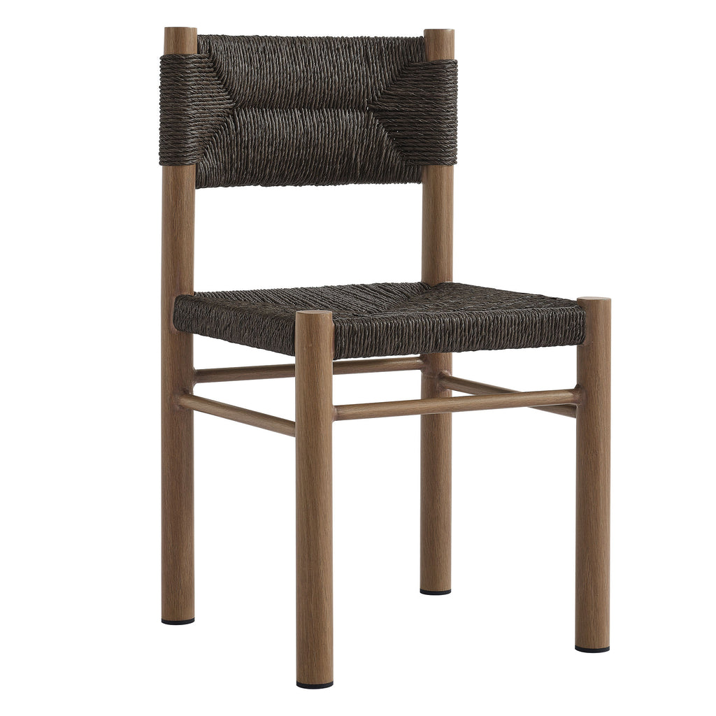 Parkland Outdoor Patio Rattan and Aluminum Dining Side Chairs Set of 2 - Walnut