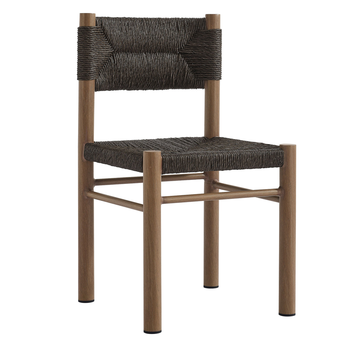 Parkland Outdoor Patio Rattan and Aluminum Dining Side Chairs Set of 2 - Walnut