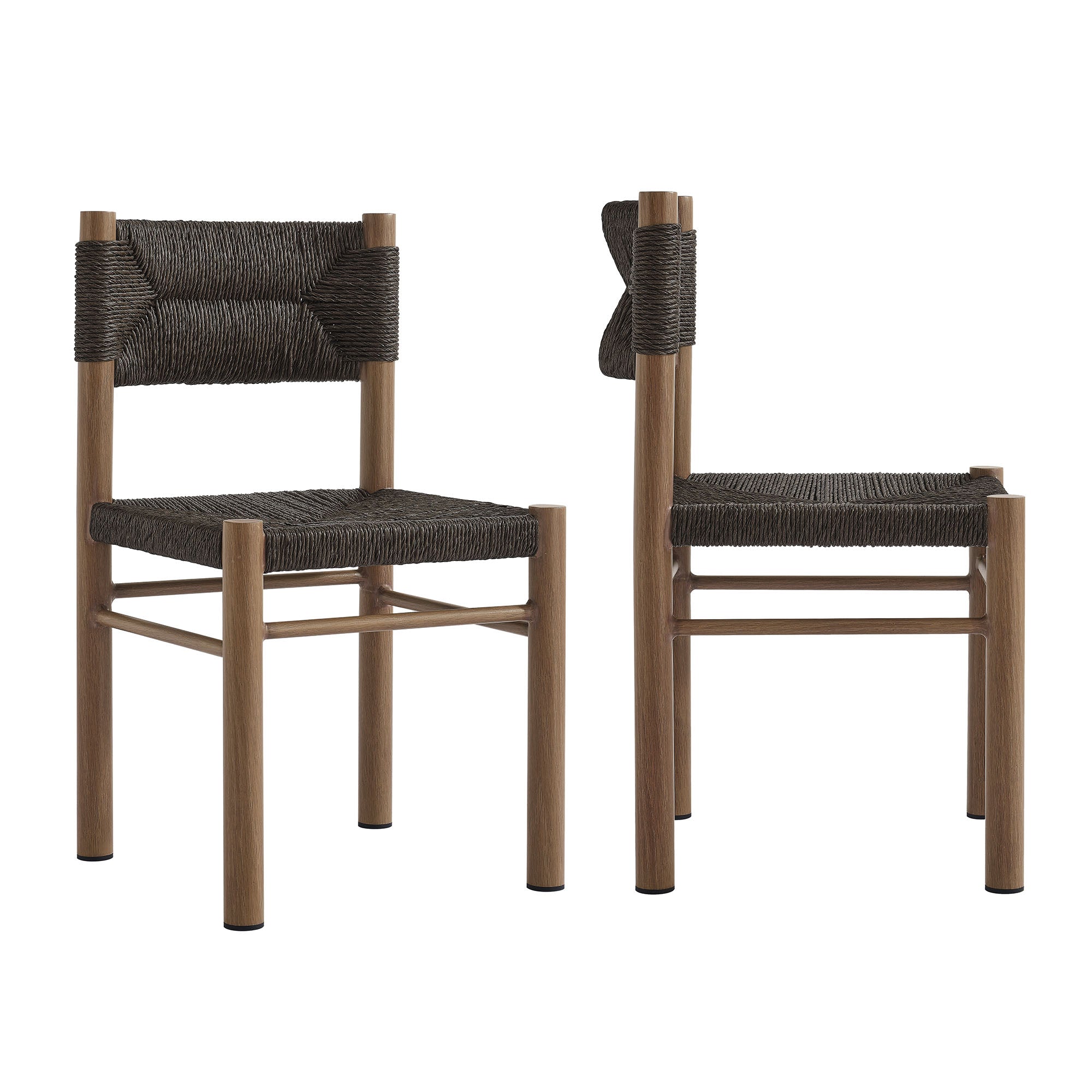 Parkland 7-Piece Rectangular Outdoor Patio Rattan and Aluminum Dining Table and Chairs Set - Walnut