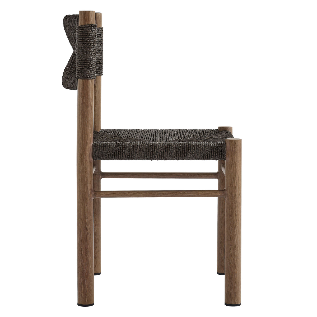 Parkland Outdoor Patio Rattan and Aluminum Dining Side Chairs Set of 2 - Walnut