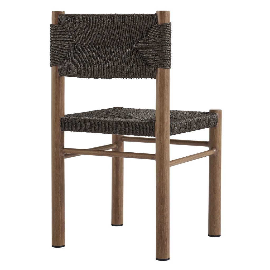Parkland Outdoor Patio Rattan and Aluminum Dining Side Chairs Set of 2 - Walnut