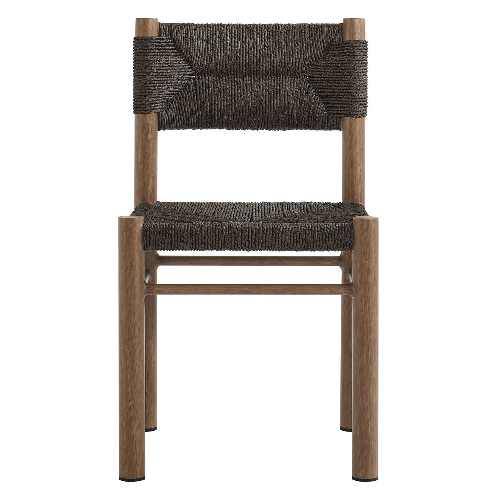 Parkland Outdoor Patio Rattan and Aluminum Dining Side Chairs Set of 2 - Walnut