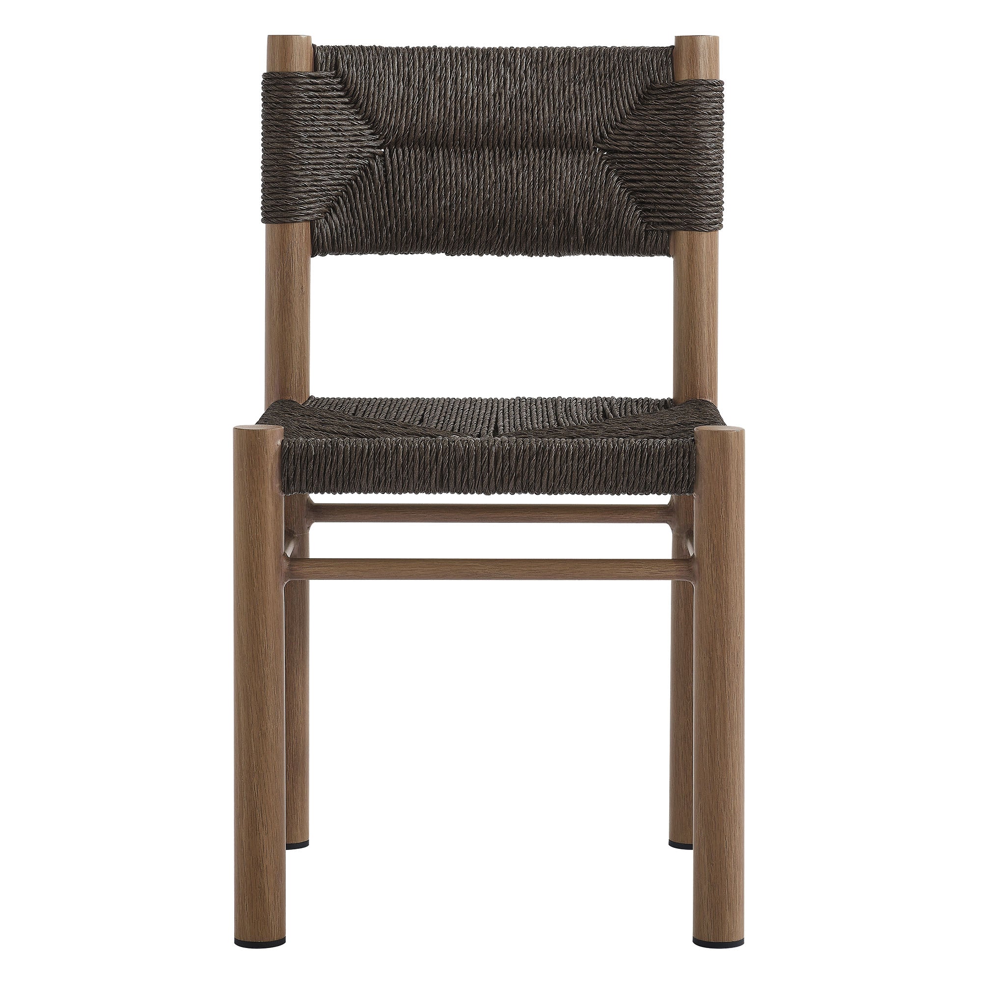 Parkland 7-Piece Rectangular Outdoor Patio Rattan and Aluminum Dining Table and Chairs Set - Walnut
