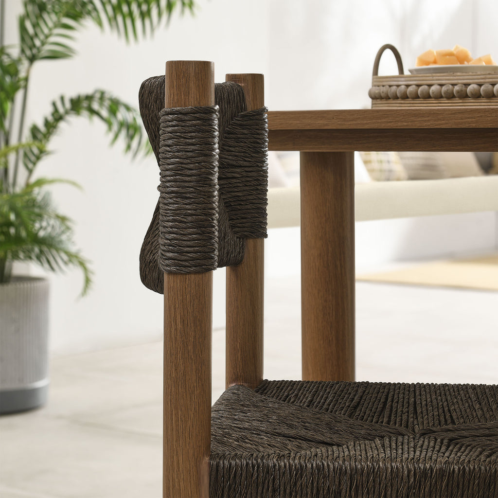 Parkland Outdoor Patio Rattan and Aluminum Dining Side Chairs Set of 2 - Walnut