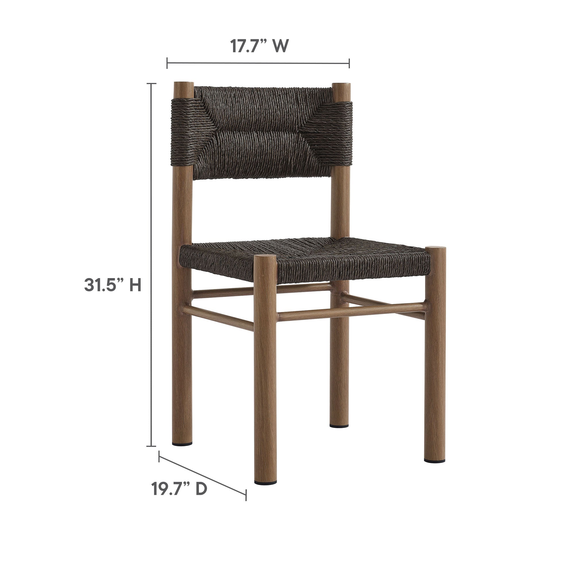 Parkland Outdoor Patio Rattan and Aluminum Dining Side Chairs Set of 2 - Walnut