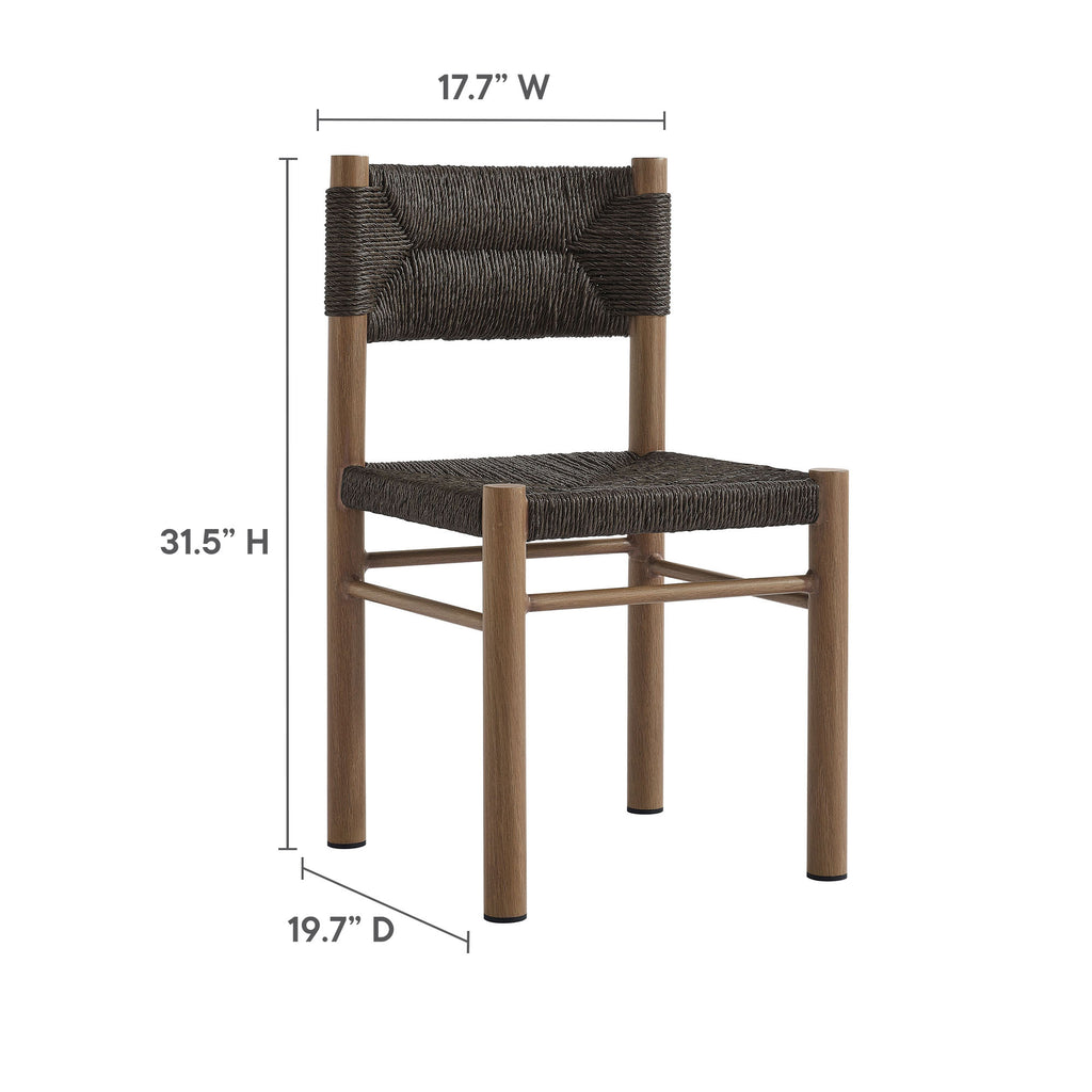 Parkland 7-Piece Rectangular Outdoor Patio Rattan and Aluminum Dining Table and Chairs Set - Walnut