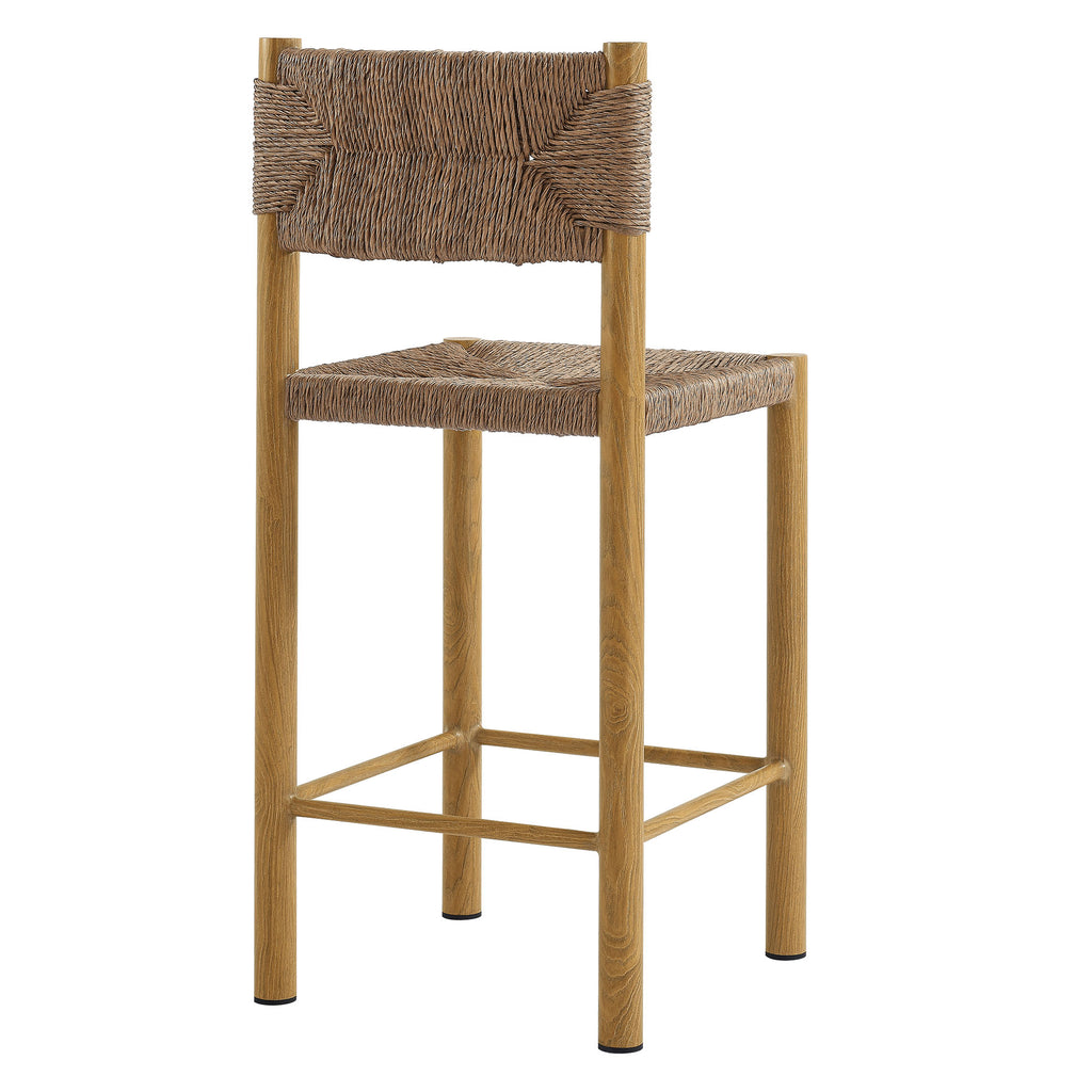 Parkland Outdoor Patio Rattan and Aluminum Counter Stools Set of 2 - Natural