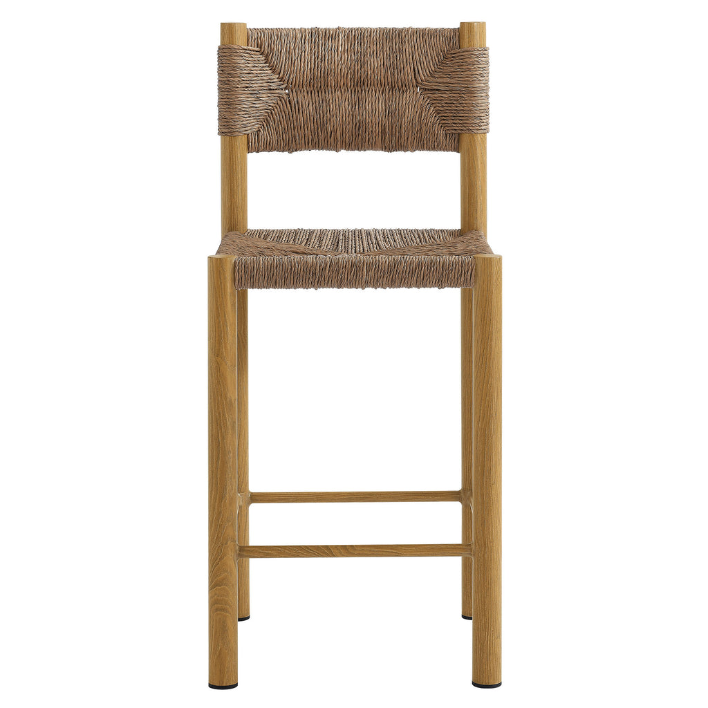 Parkland Outdoor Patio Rattan and Aluminum Counter Stools Set of 2 - Natural
