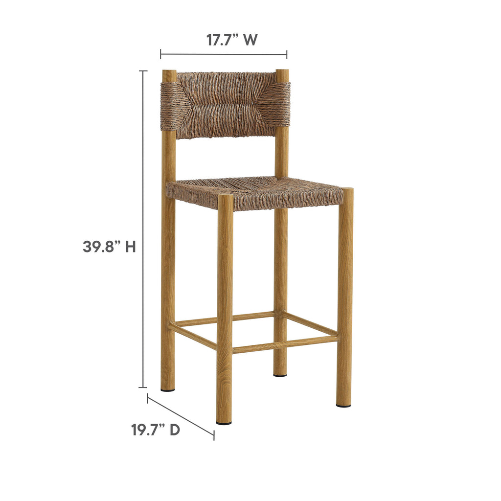 Parkland Outdoor Patio Rattan and Aluminum Counter Stools Set of 2 - Natural