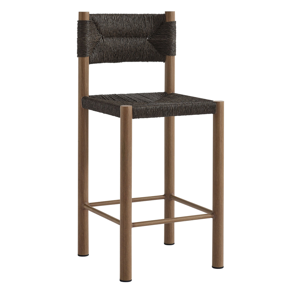 Parkland Outdoor Patio Rattan and Aluminum Counter Stools Set of 2 - Walnut