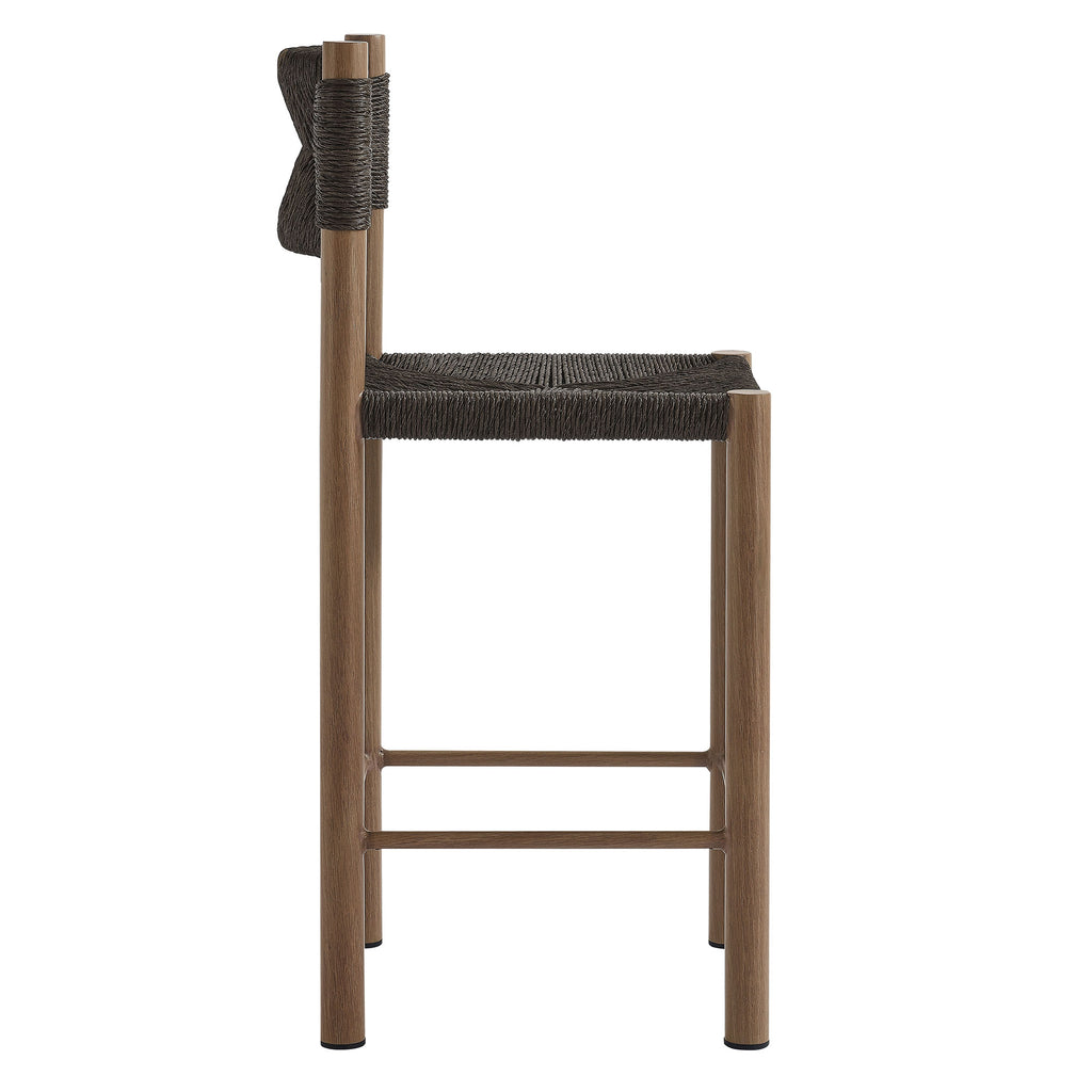 Parkland Outdoor Patio Rattan and Aluminum Counter Stools Set of 2 - Walnut