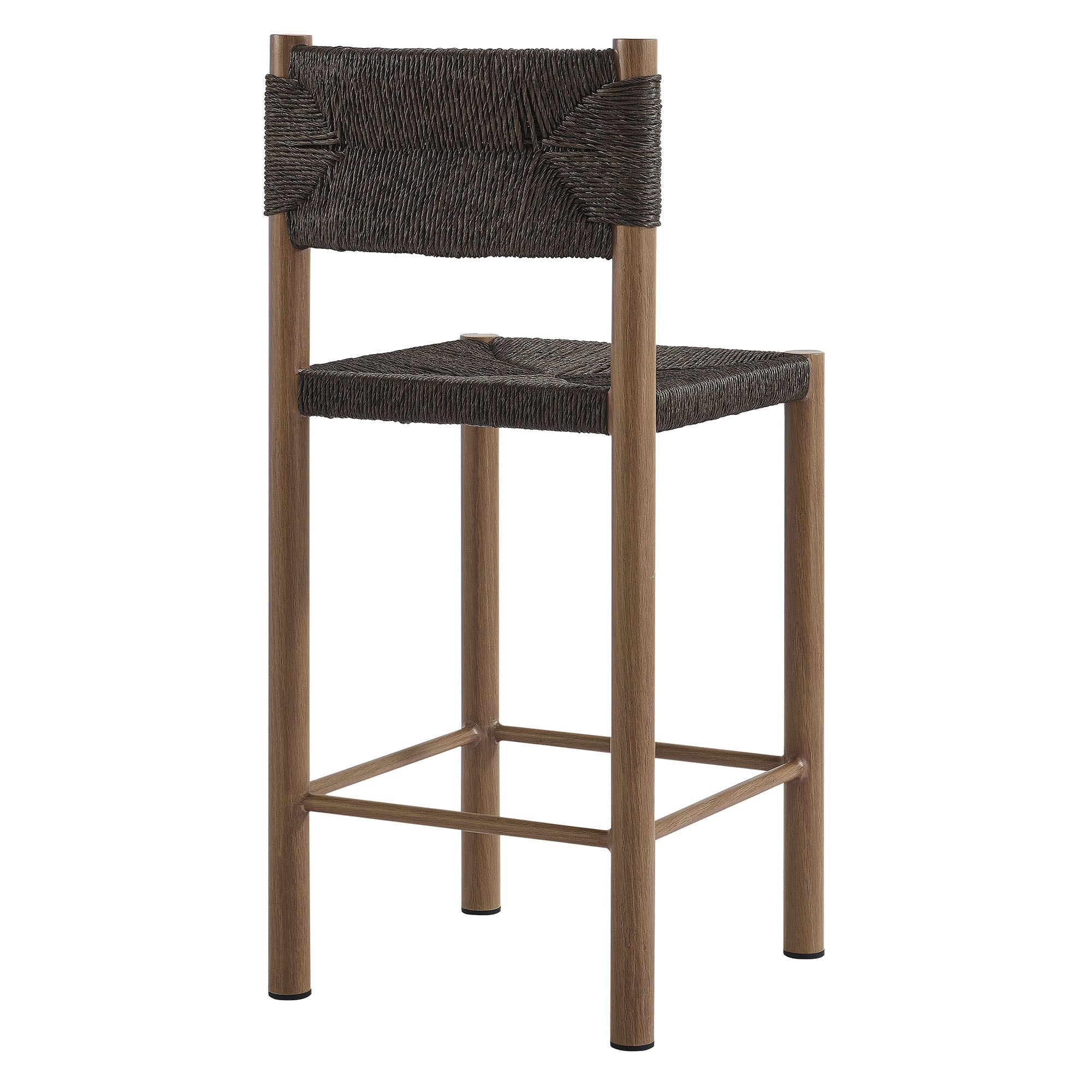 Parkland Outdoor Patio Rattan and Aluminum Counter Stools Set of 2 - Walnut
