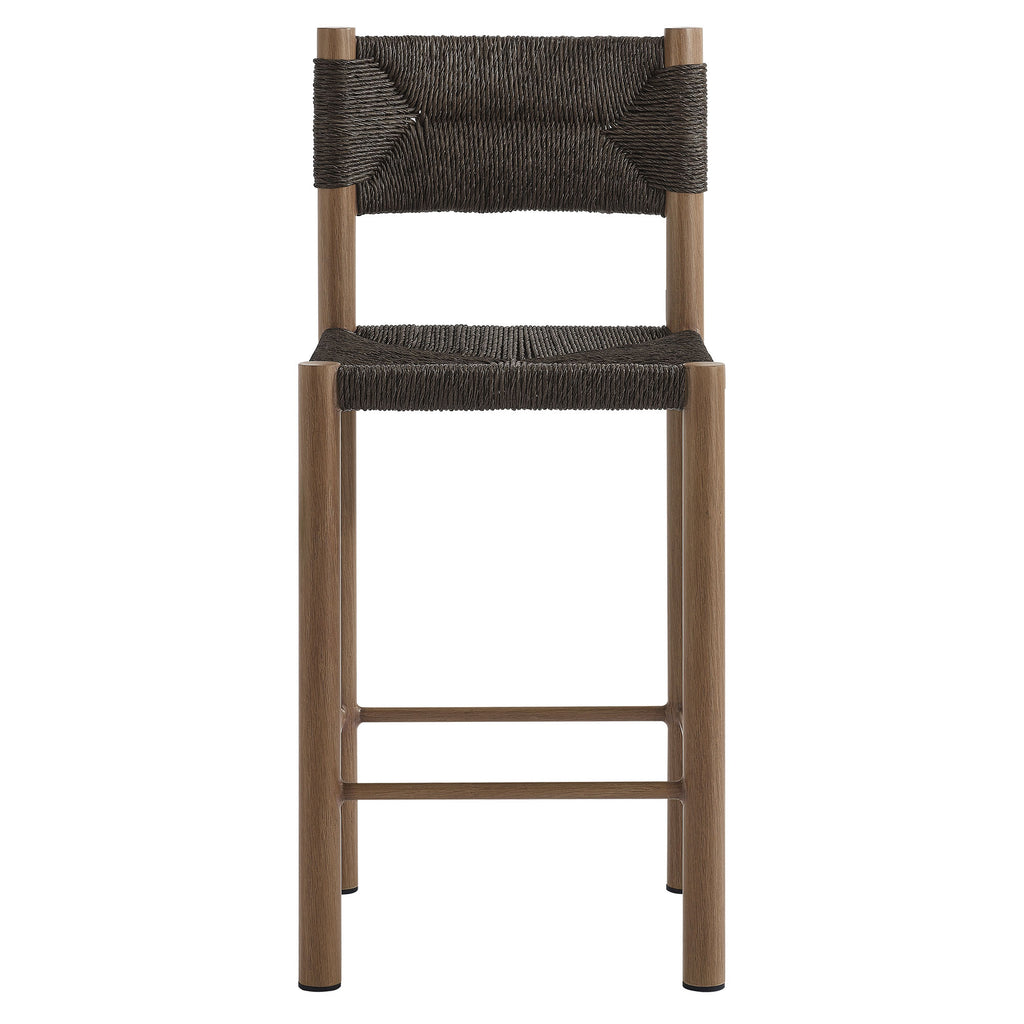 Parkland Outdoor Patio Rattan and Aluminum Counter Stools Set of 2 - Walnut