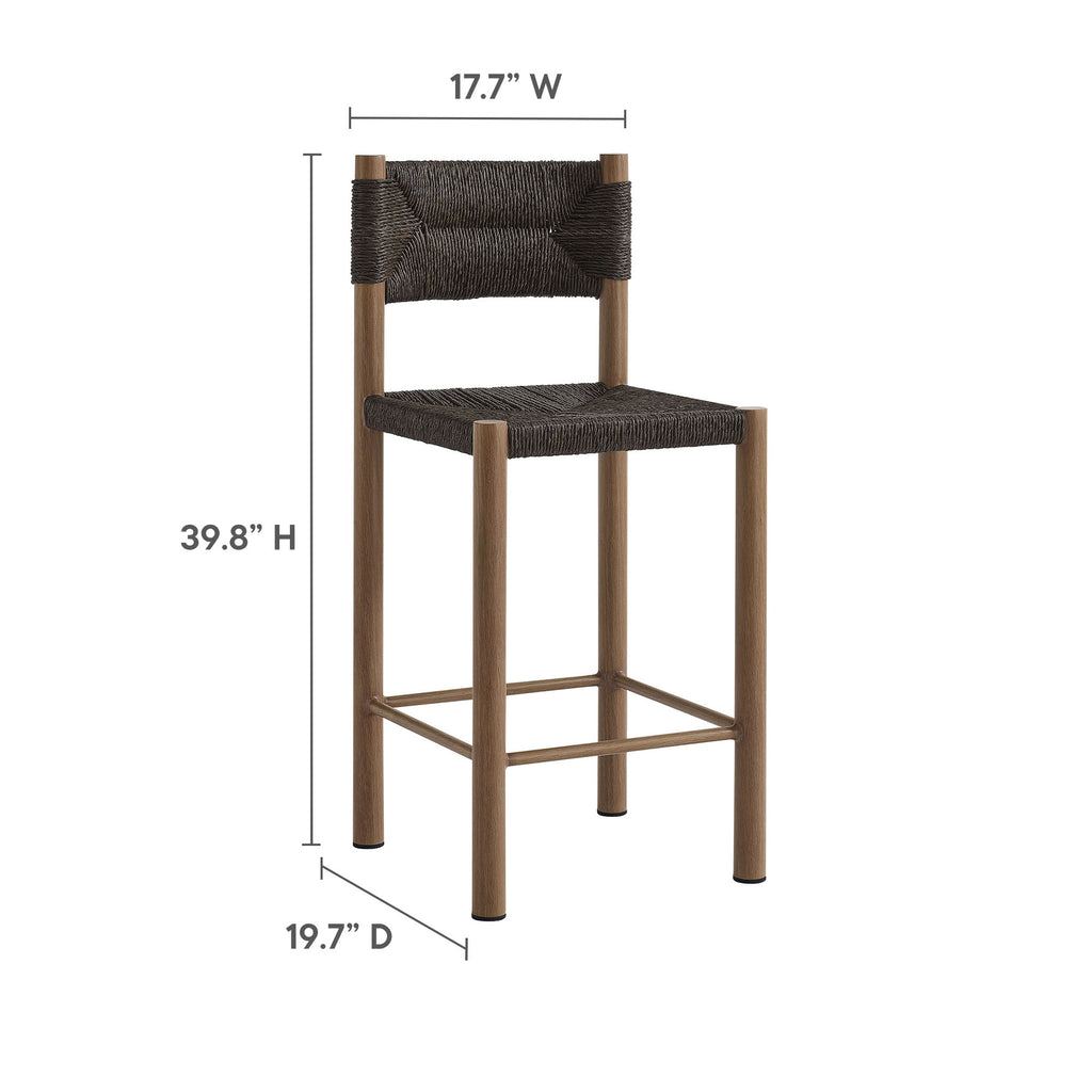 Parkland Outdoor Patio Rattan and Aluminum Counter Stools Set of 2 - Walnut