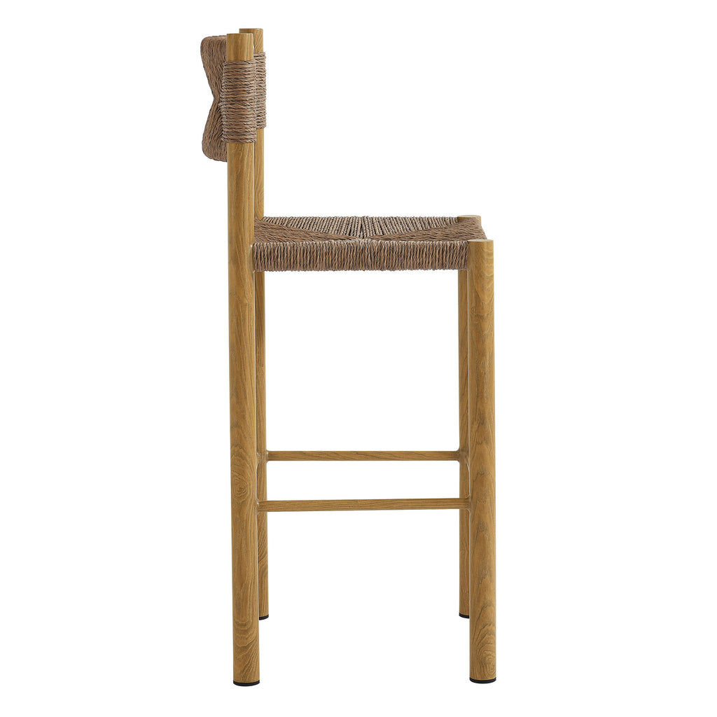 Parkland Outdoor Patio Rattan and Aluminum Bar Stools Set of 2 - Natural
