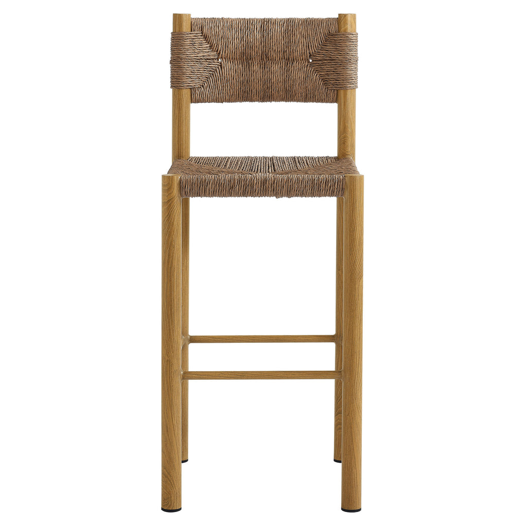 Parkland Outdoor Patio Rattan and Aluminum Bar Stools Set of 2 - Natural
