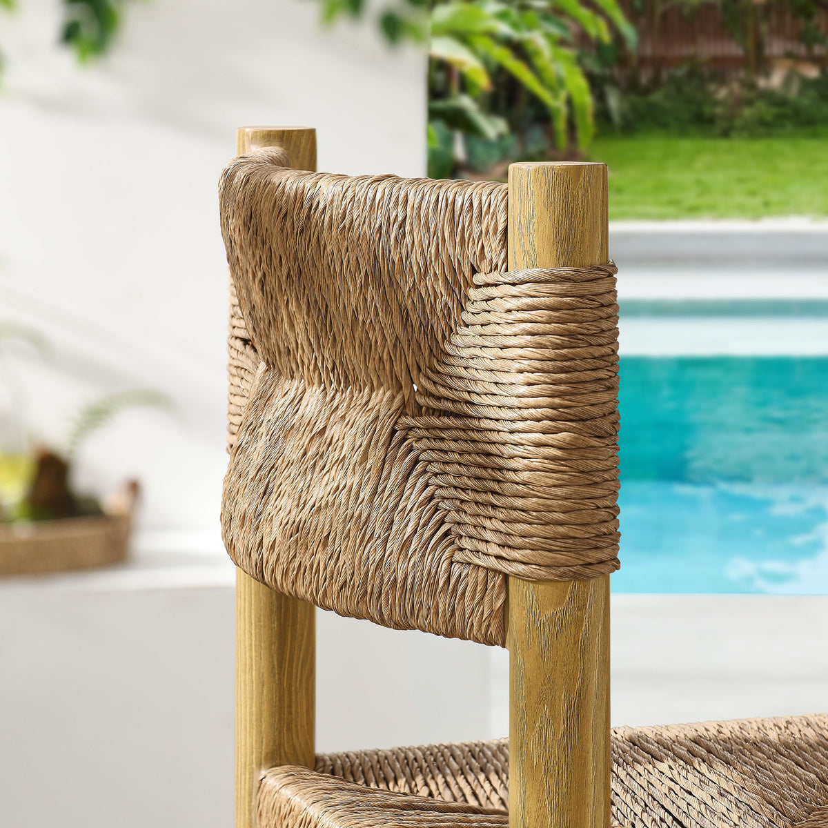 Parkland Outdoor Patio Rattan and Aluminum Bar Stools Set of 2 - Natural