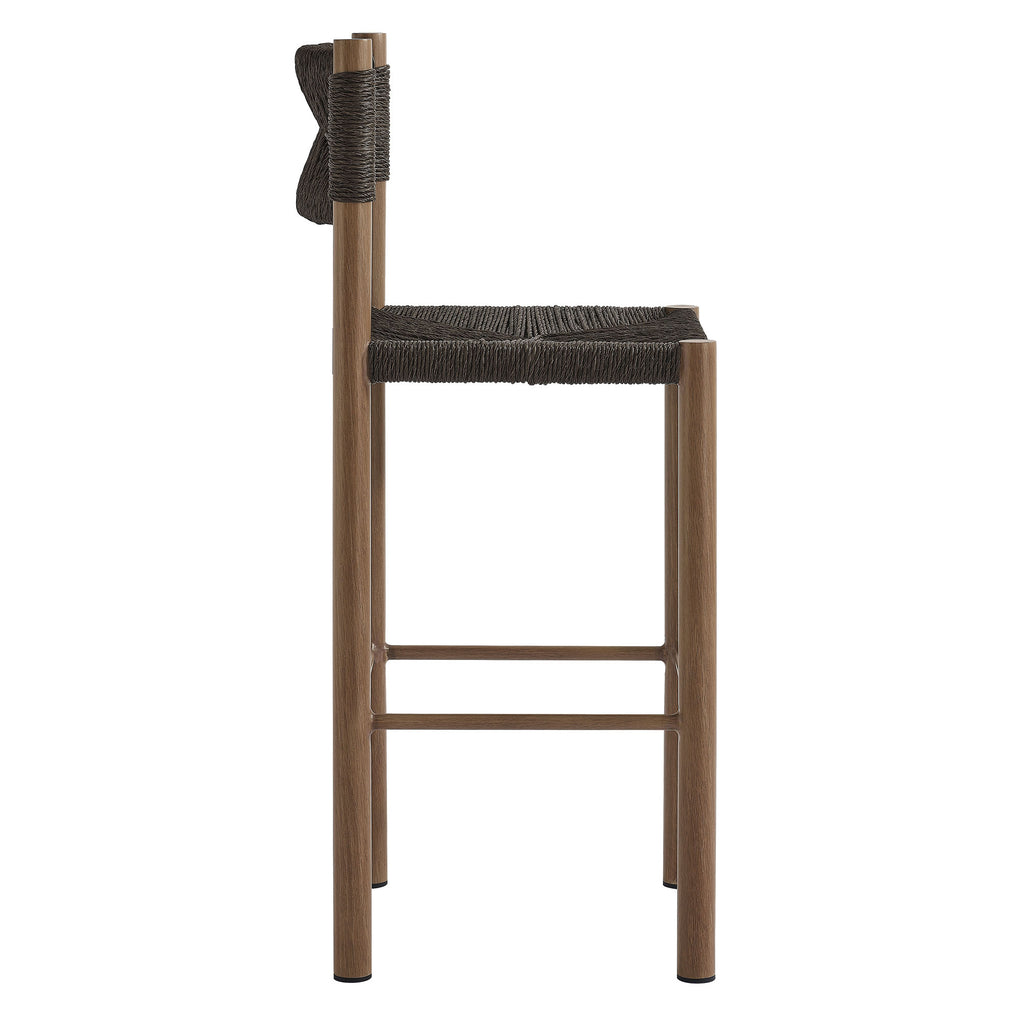 Parkland Outdoor Patio Rattan and Aluminum Bar Stools Set of 2 - Walnut