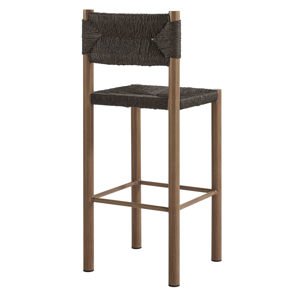 Parkland Outdoor Patio Rattan and Aluminum Bar Stools Set of 2 - Walnut