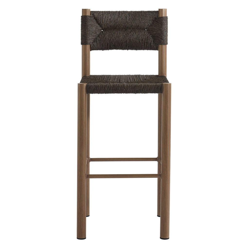 Parkland Outdoor Patio Rattan and Aluminum Bar Stools Set of 2 - Walnut