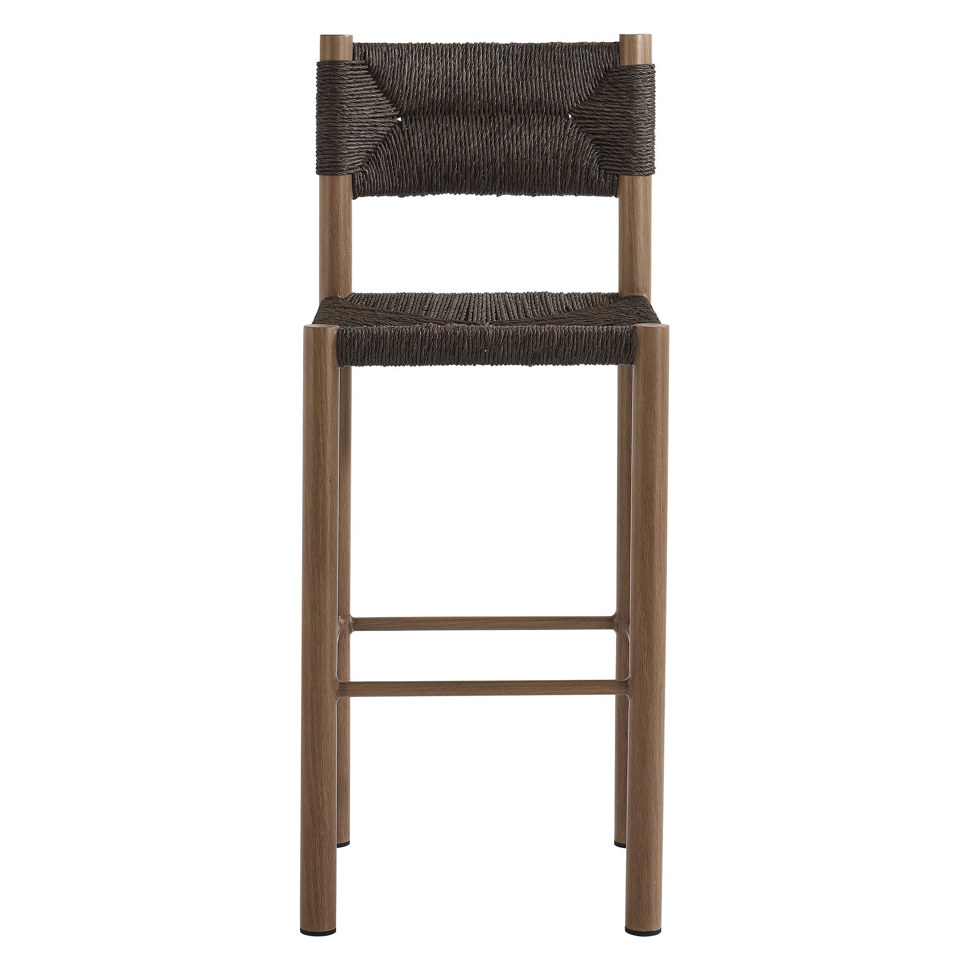 Parkland Outdoor Patio Rattan and Aluminum Bar Stools Set of 2 - Walnut