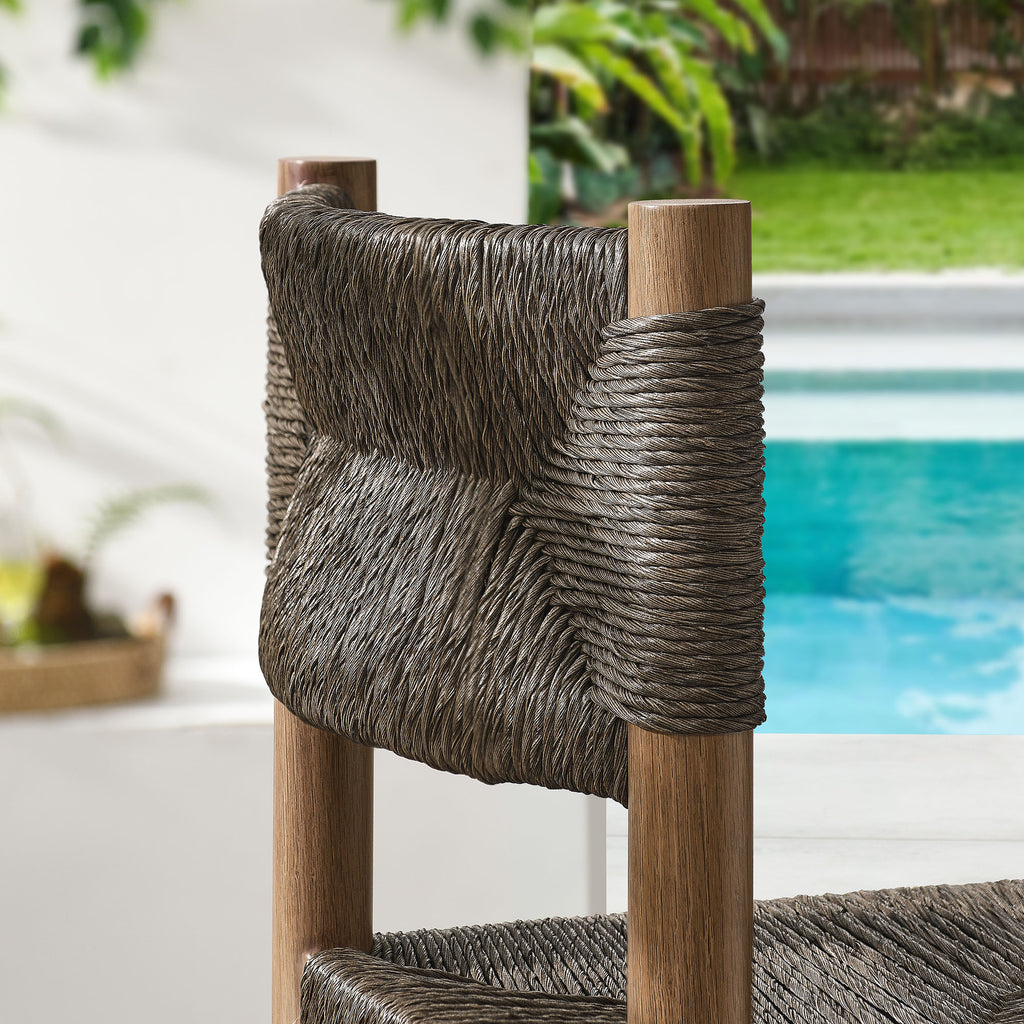 Parkland Outdoor Patio Rattan and Aluminum Bar Stools Set of 2 - Walnut