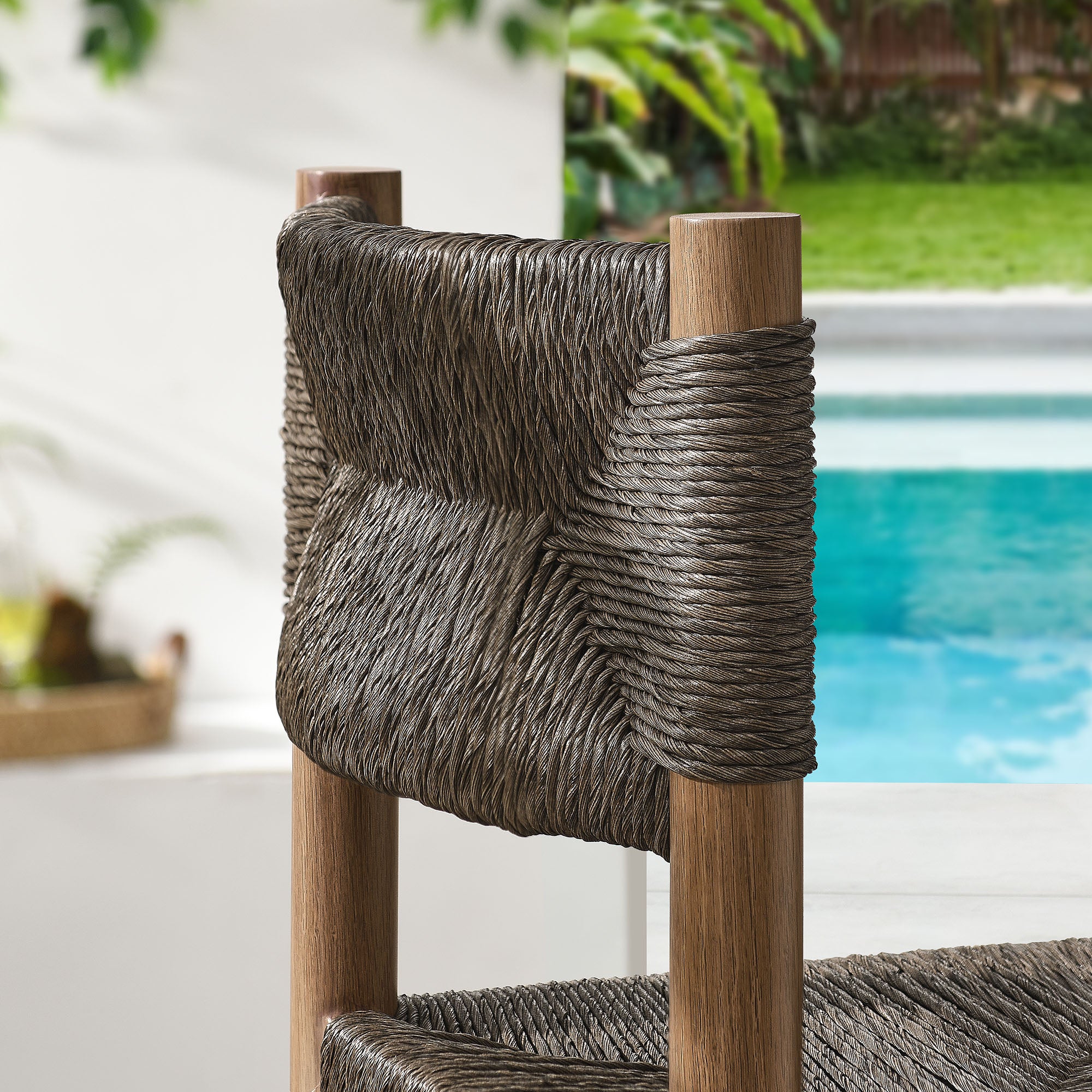 Parkland Outdoor Patio Rattan and Aluminum Bar Stools Set of 2 - Walnut