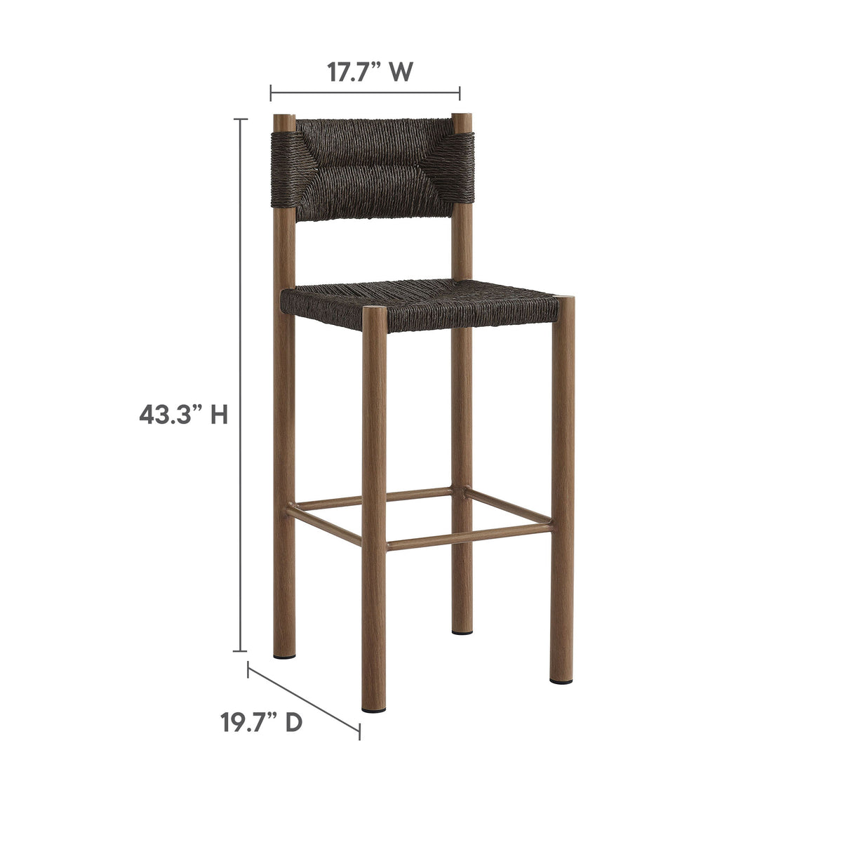 Parkland Outdoor Patio Rattan and Aluminum Bar Stools Set of 2 - Walnut