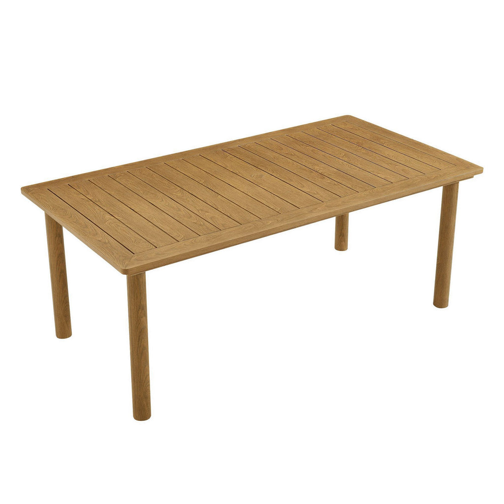 Abacus 7-Piece Rectangular Outdoor Patio Aluminum Dining Table Set with Rattan Armchairs - Slate Natural