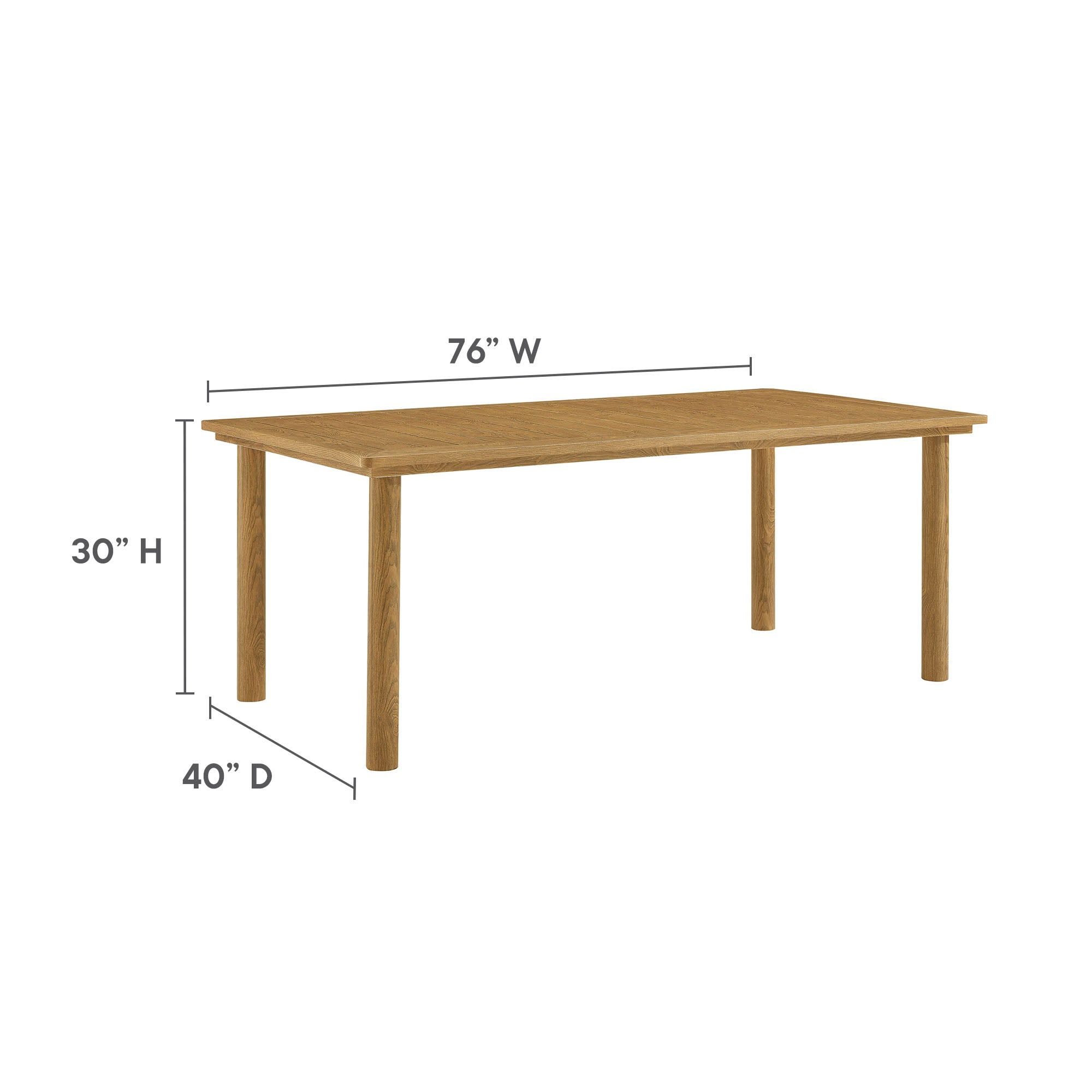 Parkland 76" Outdoor Patio Aluminum Dining Table - Natural