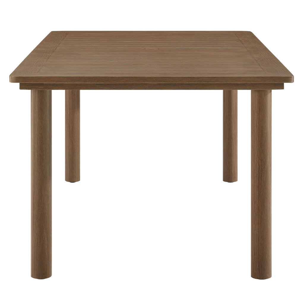 Parkland 7-Piece Rectangular Outdoor Patio Rattan and Aluminum Dining Table and Chairs Set - Walnut