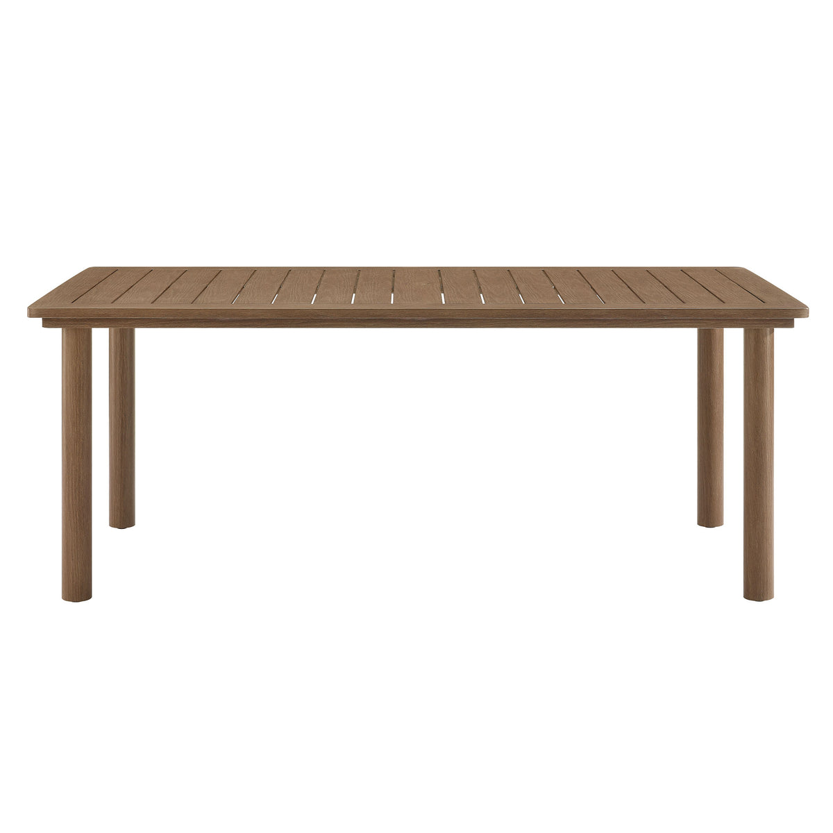 Abacus 7-Piece Rectangular Outdoor Patio Aluminum Dining Table Set with Rattan Armchairs - Slate Walnut
