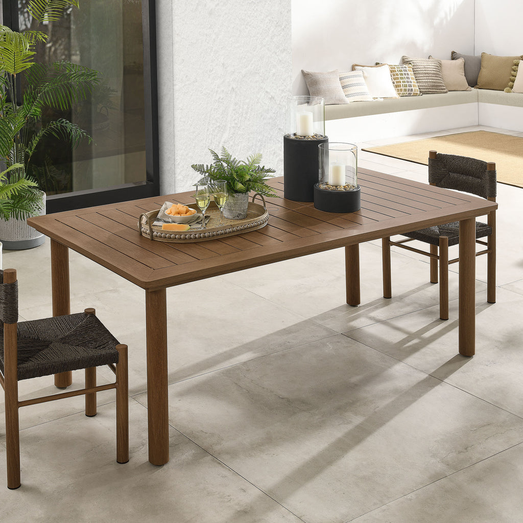 Parkland 76" Outdoor Patio Aluminum Dining Table - Walnut