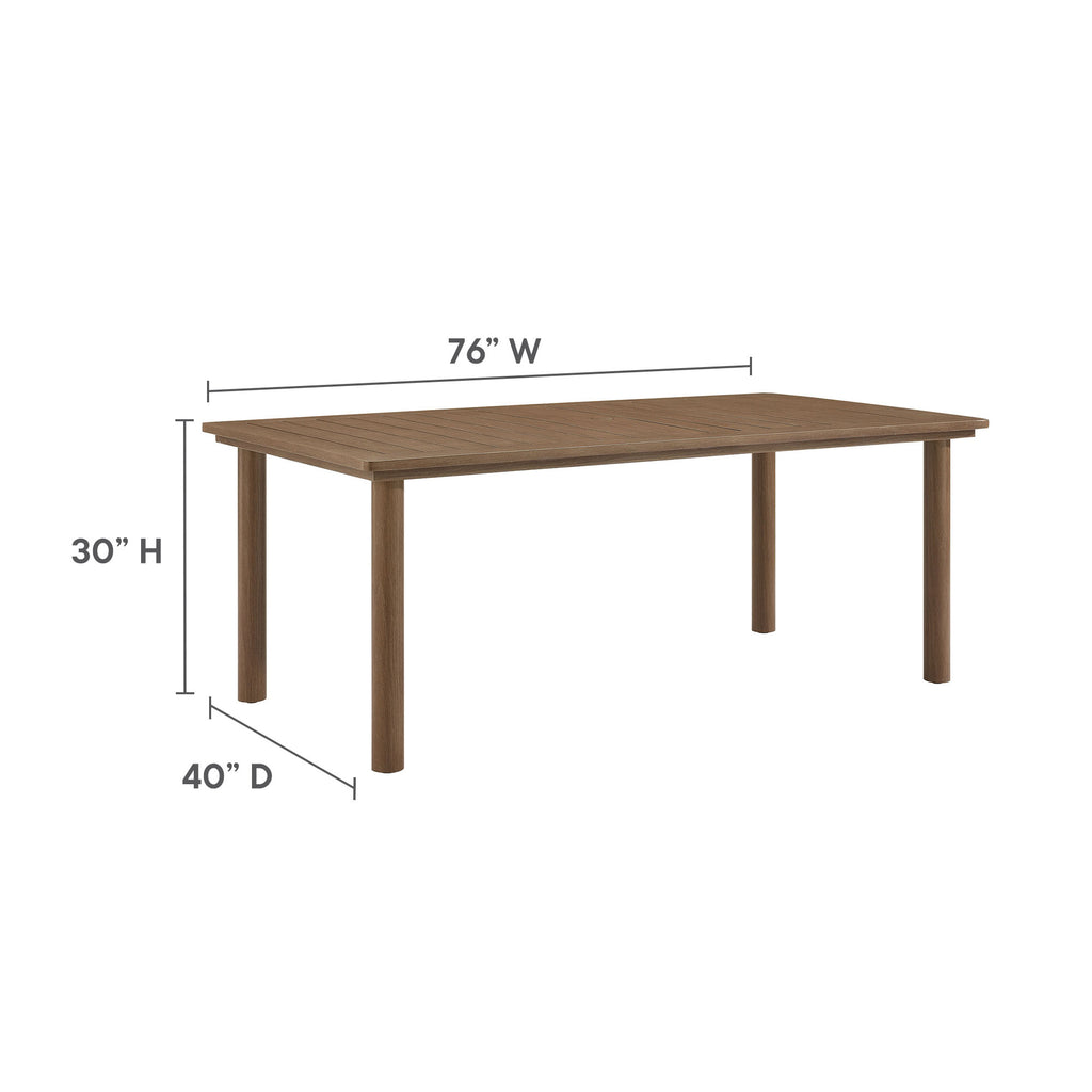 Parkland 76" Outdoor Patio Aluminum Dining Table - Walnut