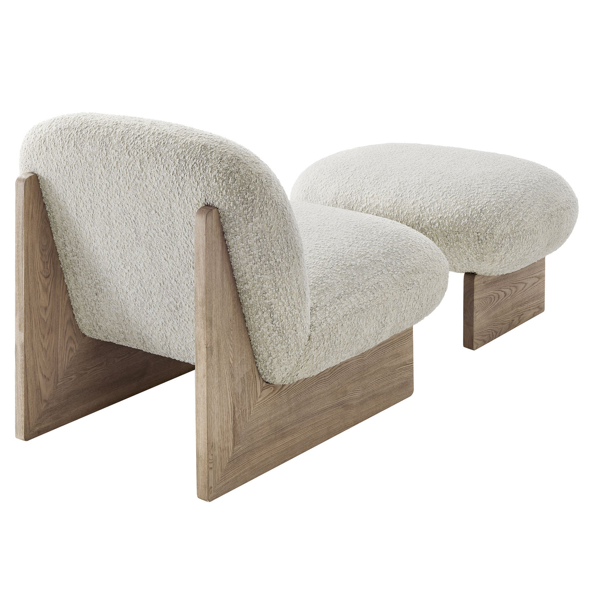Loyal Boucle Fabric Accent Chair and Ottoman Set - Pearl Oak