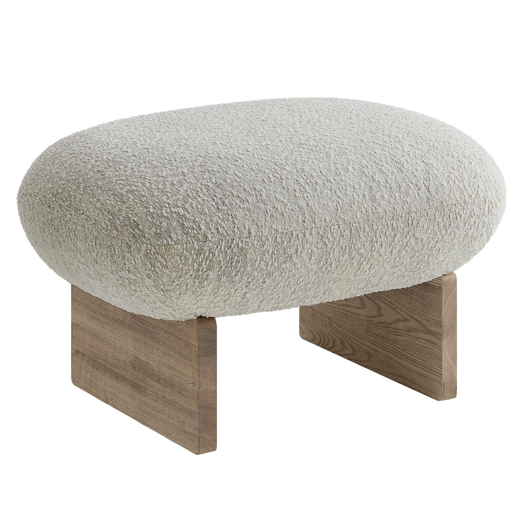 Loyal Boucle Fabric Accent Chair and Ottoman Set - Pearl Oak