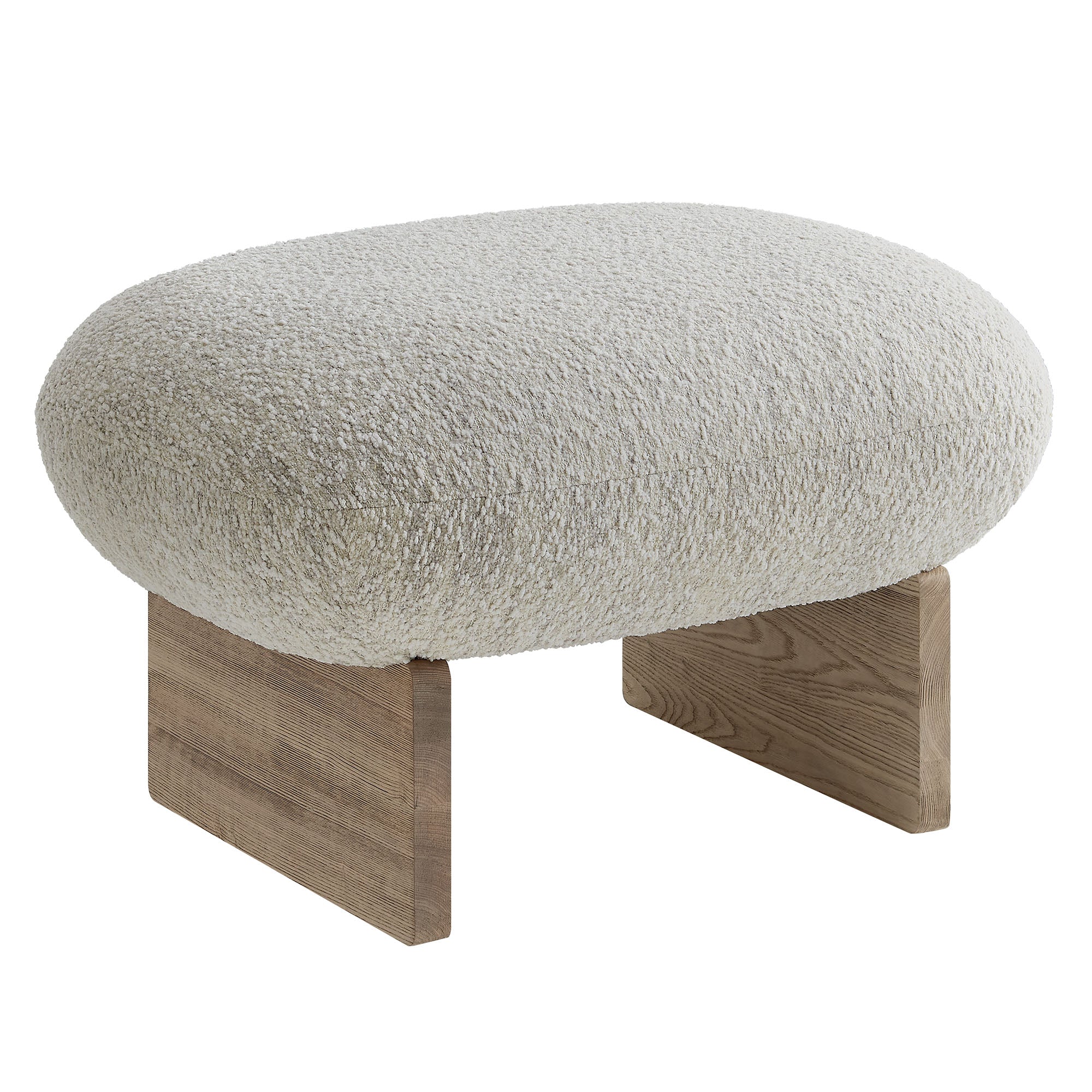 Loyal Boucle Fabric Accent Chair and Ottoman Set - Pearl Oak