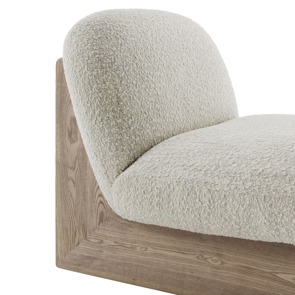 Loyal Boucle Fabric Accent Chair and Ottoman Set - Pearl Oak