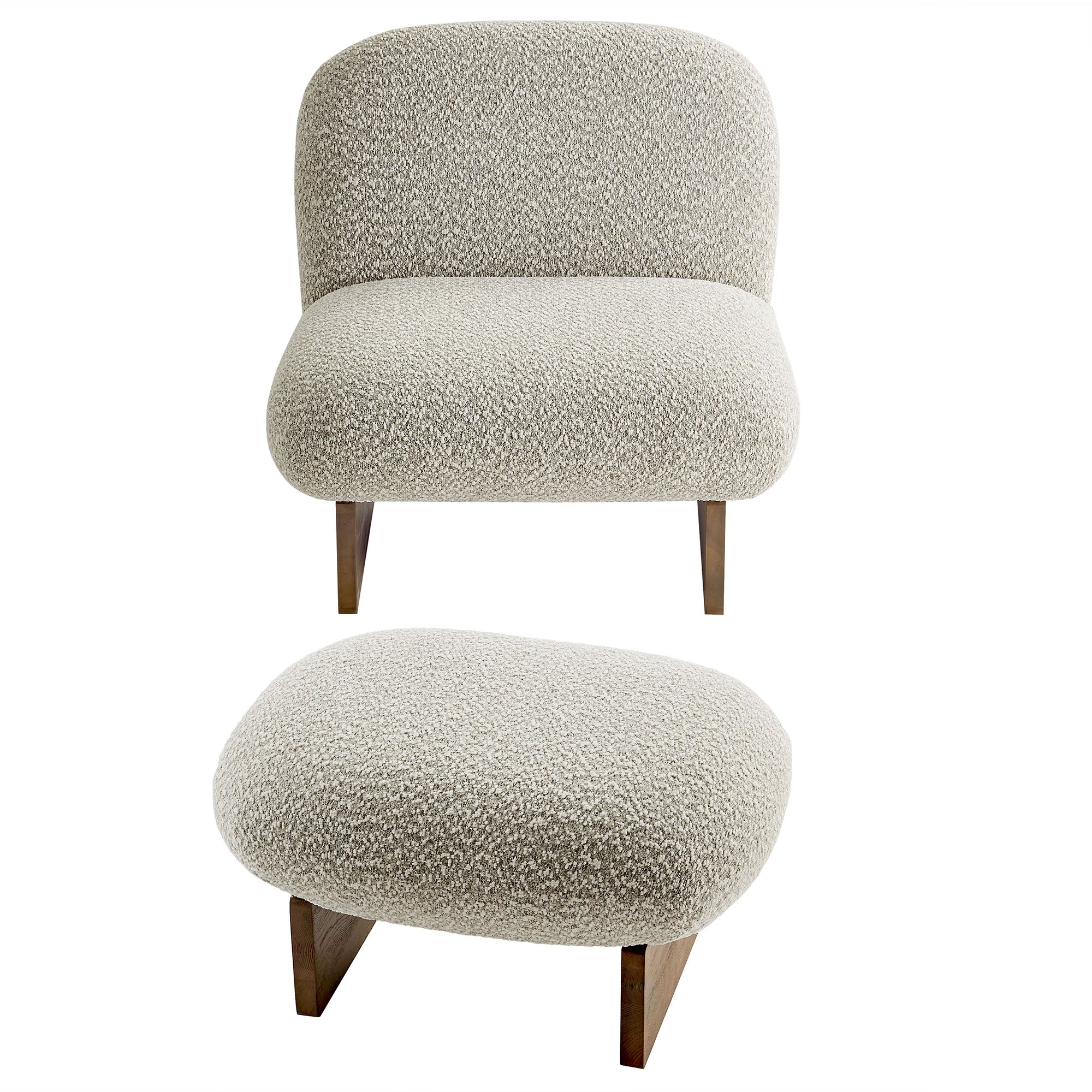 Loyal Boucle Fabric Accent Chair and Ottoman Set - River Rock Walnut